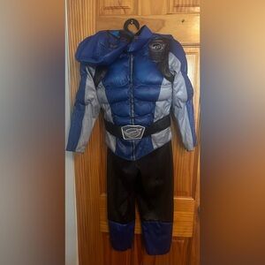 Blue Power Ranger costume with mask and built-in muscles excellent cond Sz4t